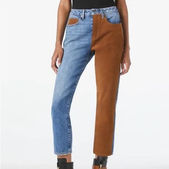 FRAME
Le Original suede-paneled high-rise straight-leg jeans - Picture 3 of 4